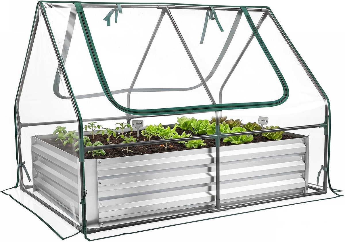 giantexuk raised garden bed with greenhouse, 2 in, main product view