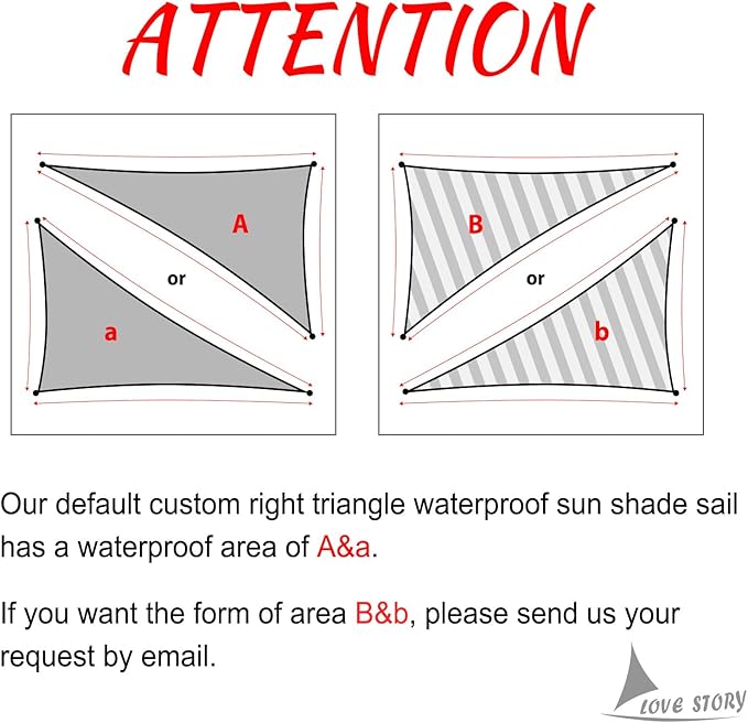 LOVE STORY Right Triangle 6'x7'x9.2' Waterproof Sun Shade Sail Canopy UV Block for Outdoor Patio Backyard Carport,Dark Grey(We Make Custom Size)