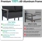 Aluminum Patio Swivel Rocking Chair Outdoor Bistro Set with Ottomans | 5PCS Outdoor Patio Furniture Set with High Backrest Patio Conversation Set Lounge Chair for Deck, Balcony, Dark Grey