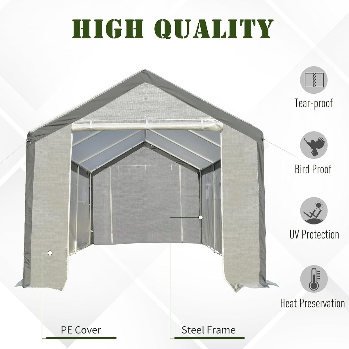 outsunny 20' x 10' x 9' walk-in greenhouse, close-up detail