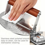 6.3inch Burger Press, Round Stainless Steel Meat Patty Pressing Tool, Suitable for Burger Patties, Steaks, BBQ, Bacon,Baking, Grill Press with Wood Handle
