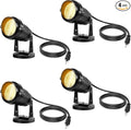 LemonBest Landscape Lights - 5W 110V Outdoor Spotlight - Waterproof IP65-3000K Warm White LED Landscape Lights - 5ft Cable for Yard Garden Patio Driveway House (Include Spike) (4 Pack)