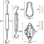 YOFIT 40 Pcs Shade Sail Hardware Kit, 6 Inch Outdoor Sun Sail Accessories, 304 Stainless Steel Turnbuckles & Brackets for Triangle/Rectangle Sails, Patio Canopy Installation Hardware Set Waterproof