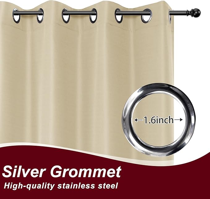 HolidayIdeas Grommet Outdoor Curtains for Patio Waterproof 8 Pcs All Weather Balcony Outside Curtains for Apartments, Gazebo, Pergolas, Porch, 54x108 Inch, Cream