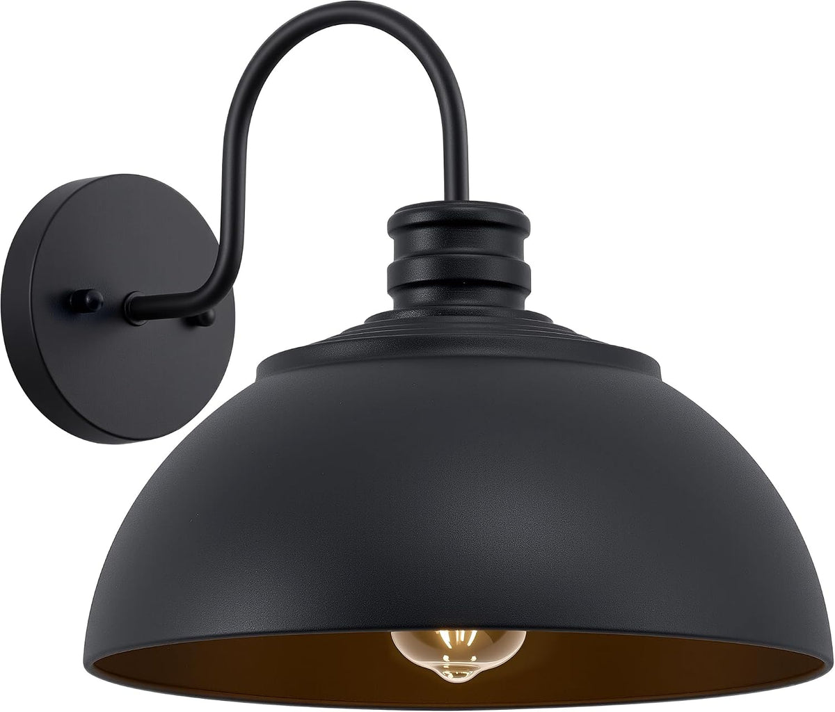exterior lighting fixtures,13" matt black gooseneck barn lights, main product view