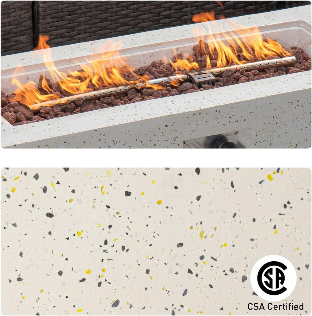 cosiest outdoor fire pit coffee table, 42-inch x, side view