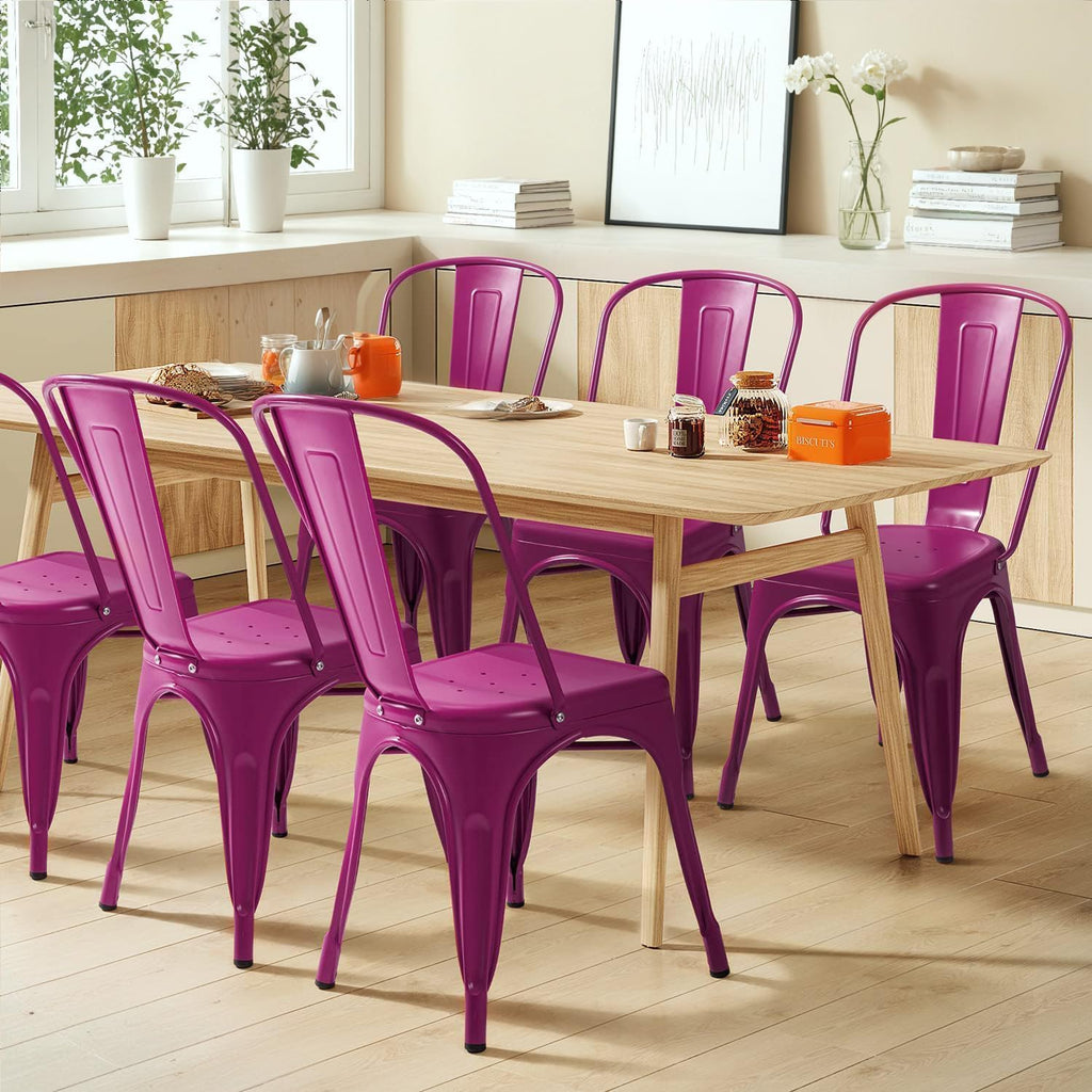 Furmax Metal Dining Chair Indoor Outdoor Use Stackable Classic Trattoria Chair Chic Dining Bistro Cafe Side Metal Chairs Set of 4
