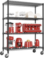IZEUK Garage Shelving Wide Storage Shelves 4 Tier Metal Shelves 3200 LBS Heavy Duty Adjustable Utility Shelf Rack Black 23.6" D x 53.1" W x 73.6" H