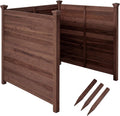 giantex 3 panels wooden privacy fence with stakes, main product view