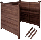 giantex 3 panels wooden privacy fence with stakes, main product view