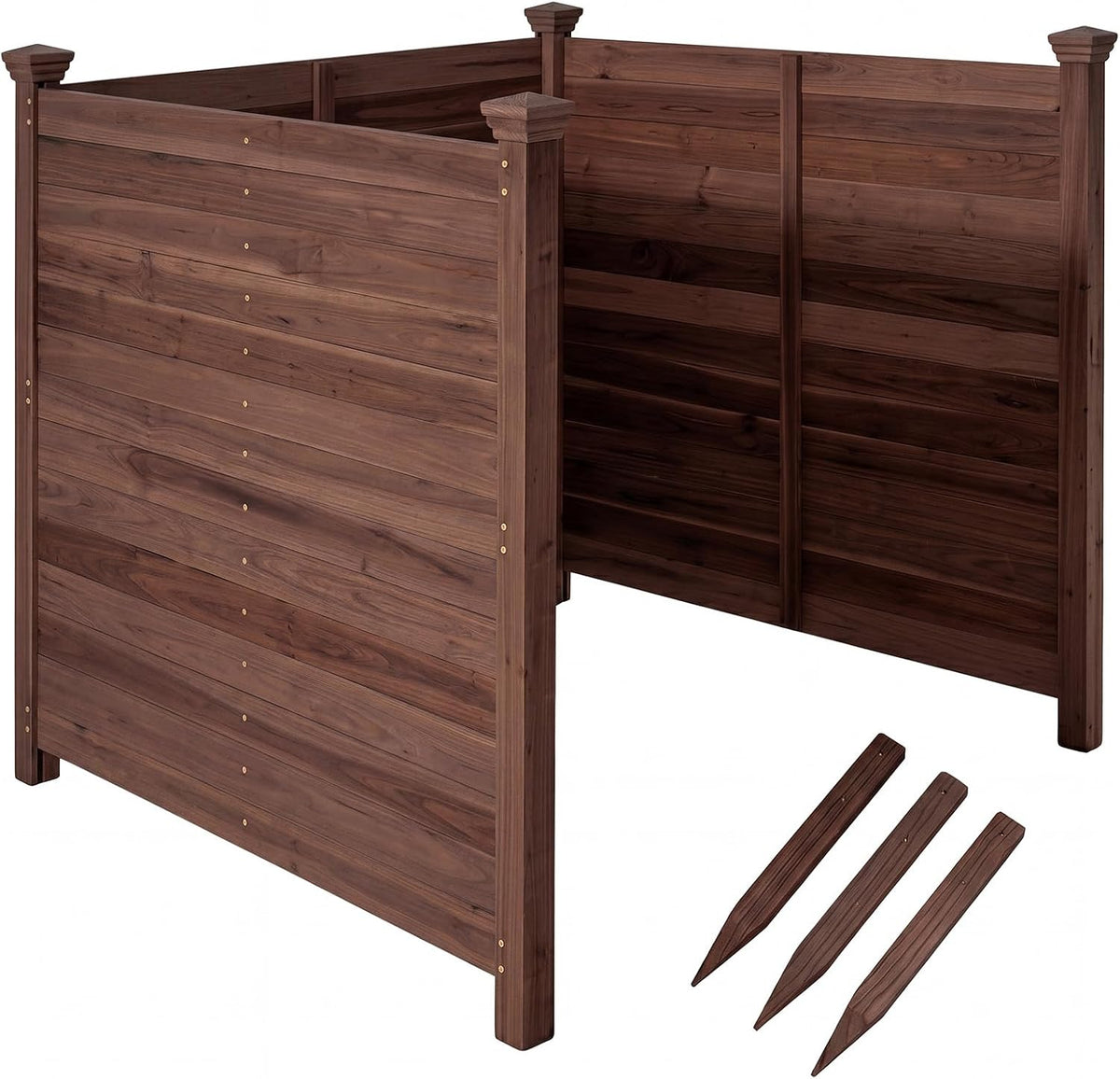 giantex 3 panels wooden privacy fence with stakes, main product view