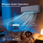 12000btu mini split air conditioner& heater, 17 seer2, side view