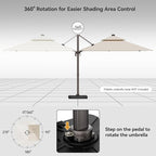 9x12FT Cantilever Patio Umbrella - Heavy Duty Double Layer Offset Design with 360° Rotation, Large Rectangle Sun Shade Umbrella for Garden, Deck, Pool, Backyard, Beige