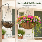 Sinimaka Coco Liners for Planters 14 Inch, 6 Pack Round Hanging Basket Liners, Coconut Fiber Liners for Planters Flowers Garden