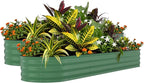 Garvee 2 Pack Galvanized Raised Garden Beds - 8x2x2ft Planter Box for Vegetables, Flowers, Rust-Resistant Garden Box, Easy Assembly Raised Beds, Durable Planters for Outdoor Plants, Green