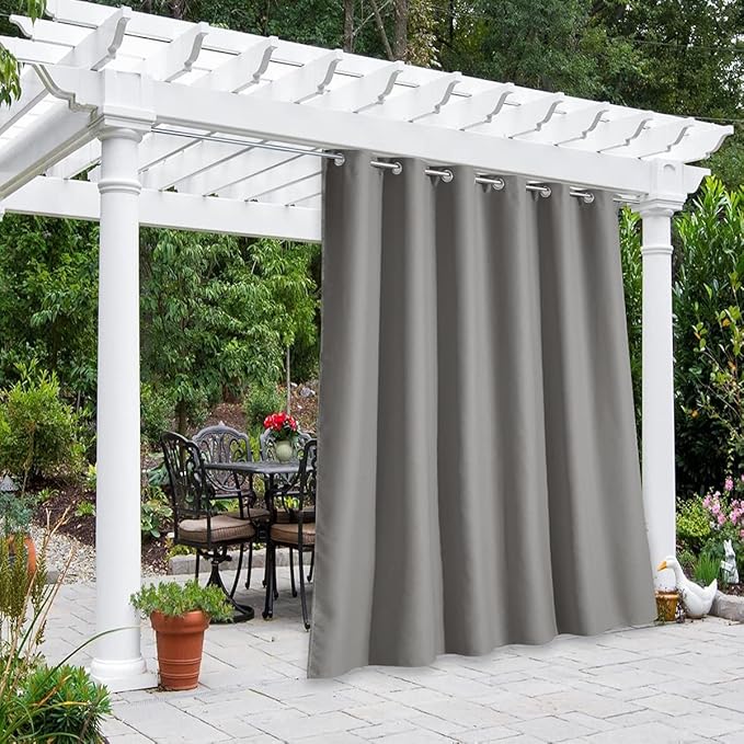 NICETOWN Blackout Bedroom Curtain for Patio Room Darkning, Rustproof Grommet Blackout Vertical Blind, Sunlight Blocking Gazebo Curtain for Front Patio/Hall, Slate Grey, 1 Piece, 84" Wide, 120" Long
