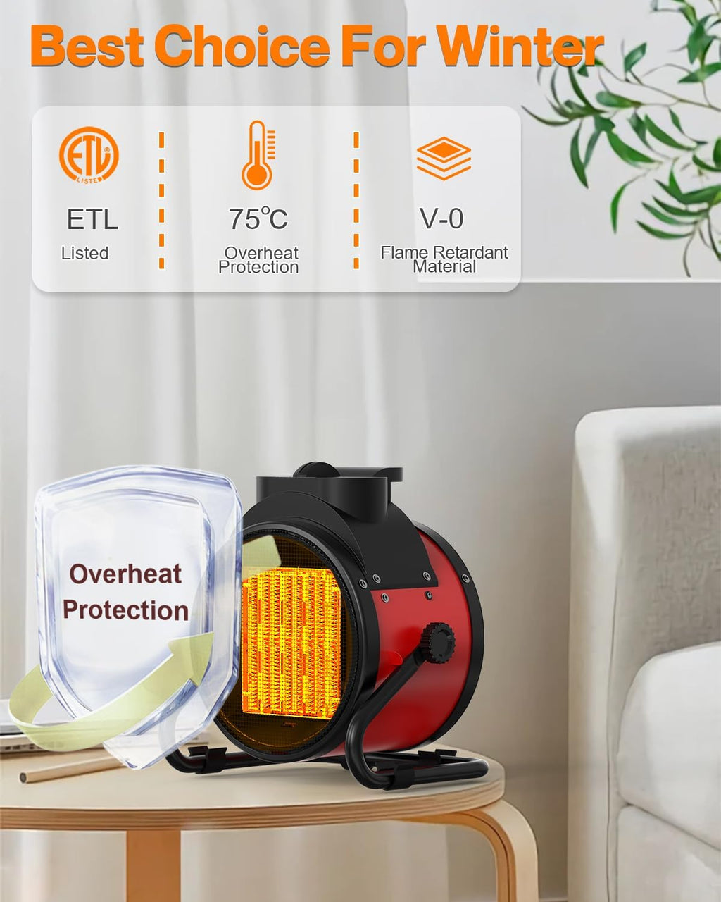 outdoor patio heaters, 1500w portable electric heater with shown in use
