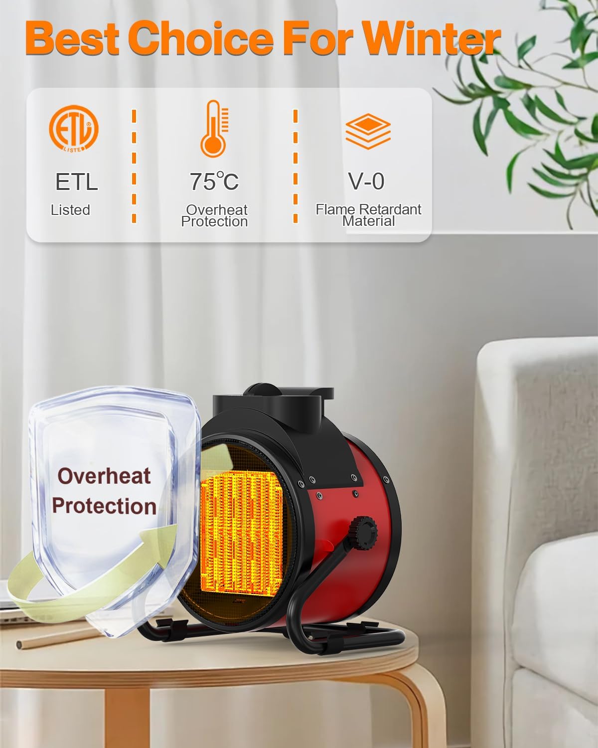 outdoor patio heaters, 1500w portable electric heater with shown in use