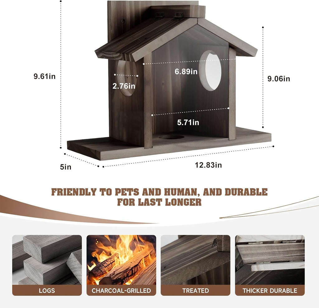 Gnodary Squirrel Feeders for Outside, Durable Squirrel House for Outdoor - Chipmunk Feeder, Squirrel Food for Backyard Squirrels Hold Corn, Corn Cob, Peanuts (Walnut Brown)