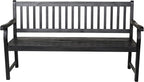 JONATHAN Y BNH101C Laurel 59.1" 3-Seat Slat-Back 600-Lbs Support Acacia Wood Outdoor Garden Patio Bench for Garden, Lawn, Backyard, Pool, Deck, Beach, Firepit, Black