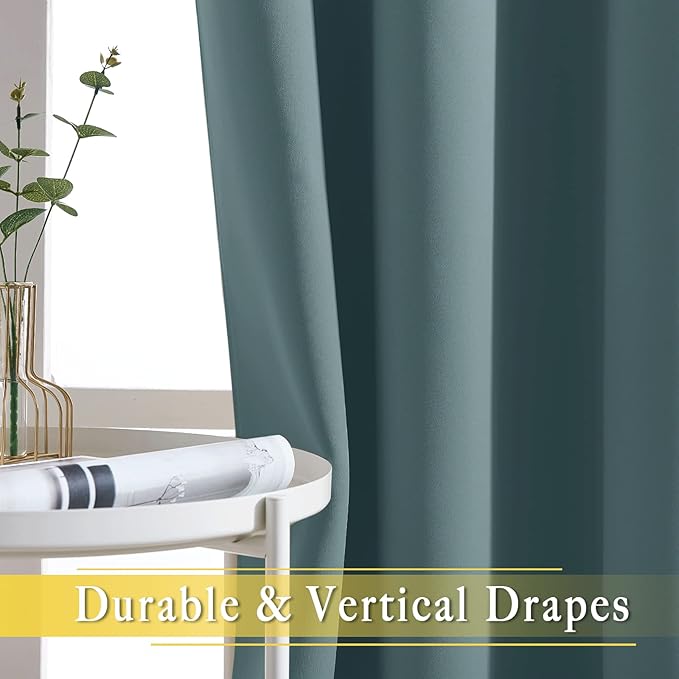 NICETOWN 108 inch Sliding Door Curtains for Bedroom, Grommet Thermal Insulated Blackout Window Treatment Sound Reducing Drape for Living Room, Greyish Blue, 1 Panel, W80 x L108