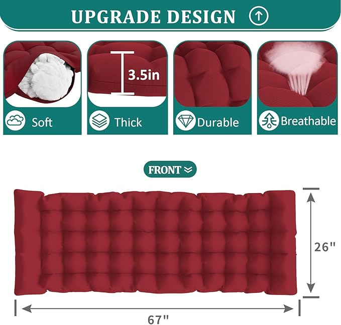 UDPATIO Oversized Zero Gravity Chair Set of 2, 29In XXL Patio Reclining Chair with Cushion, Outdoor Folding Recliner with Pillows|Cup Holder|Foot Rest|Padded Headrest, Burgundy, Support 500LB