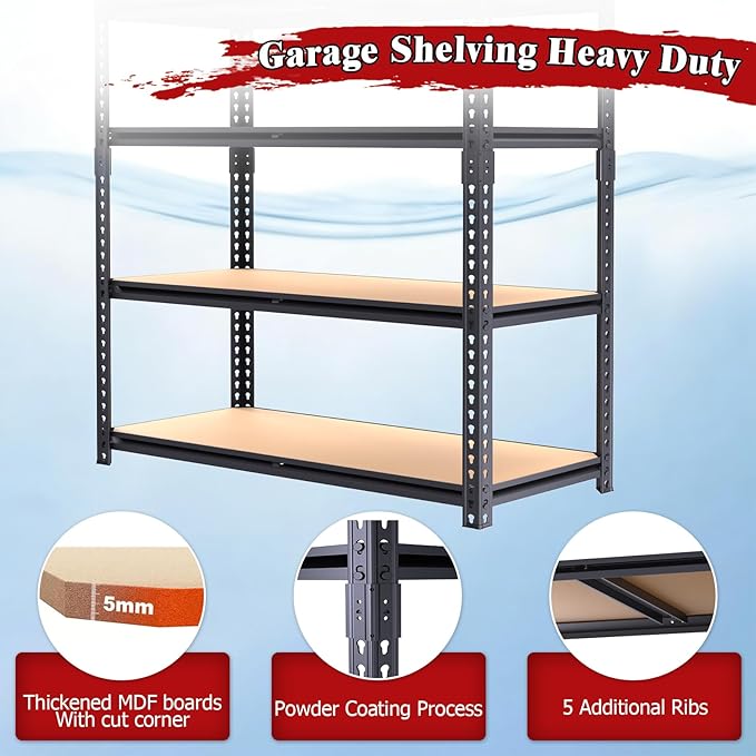 72" H Storage Shelves,Storage Shelves Heavy Duty,2400LBS Metal Shelving Units,Adjustable Garage Shelving Heavy Duty for Garage Storage,Warehouse,16"x35.5"x72