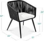 Best Choice Products Set of 2 Patio Dining Chairs, Outdoor Seating for Backyard, Poolside, Balcony w/Woven Wicker Design, 250lb Weight Capacity - Black/Ivory
