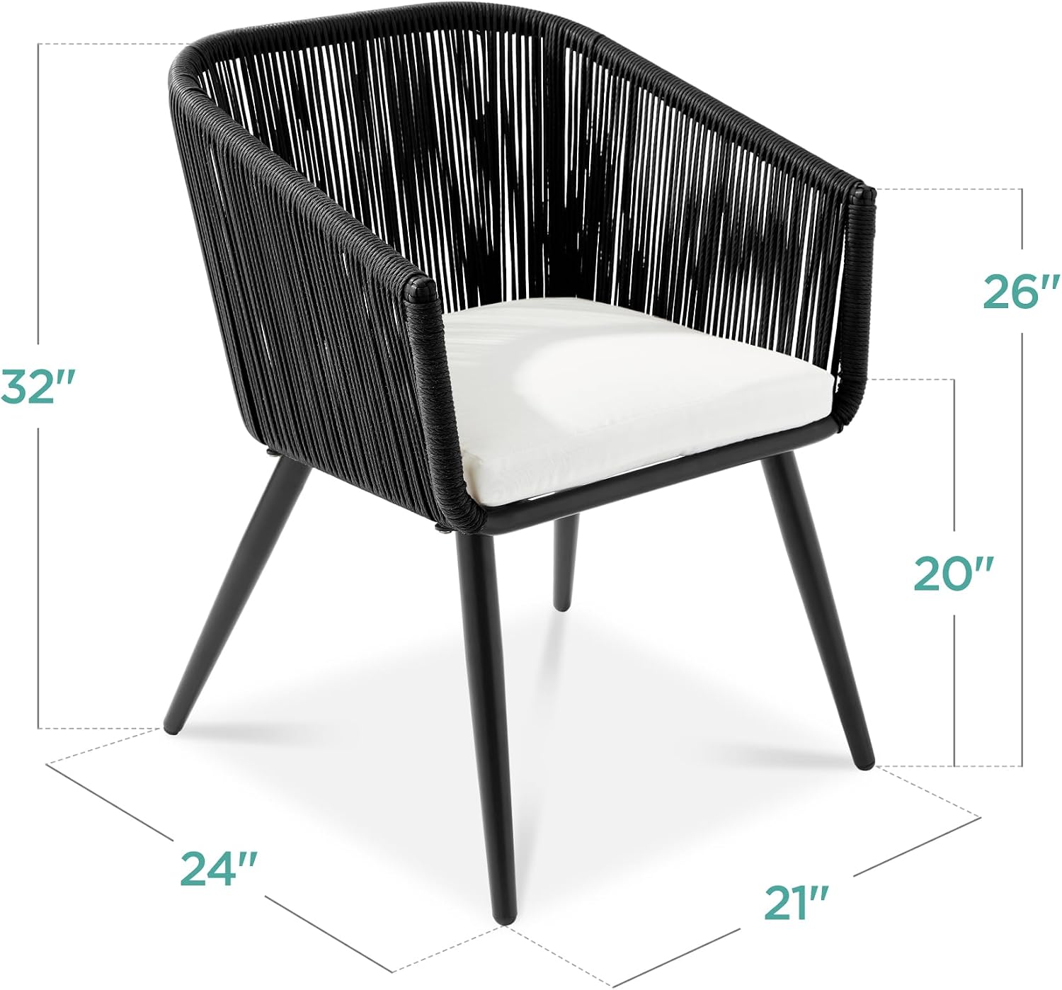Best Choice Products Set of 2 Patio Dining Chairs, Outdoor Seating for Backyard, Poolside, Balcony w/Woven Wicker Design, 250lb Weight Capacity - Black/Ivory