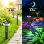 Eyrosa Solar Pathway Lights, Large Outdoor Garden Decor Stainless Steel Lights with Elegant Pattern, Dual-Zone Lighting, 8 Color Modes, IP55 Waterproof Landscape Lighting for Yard Walkway, 6 Pack
