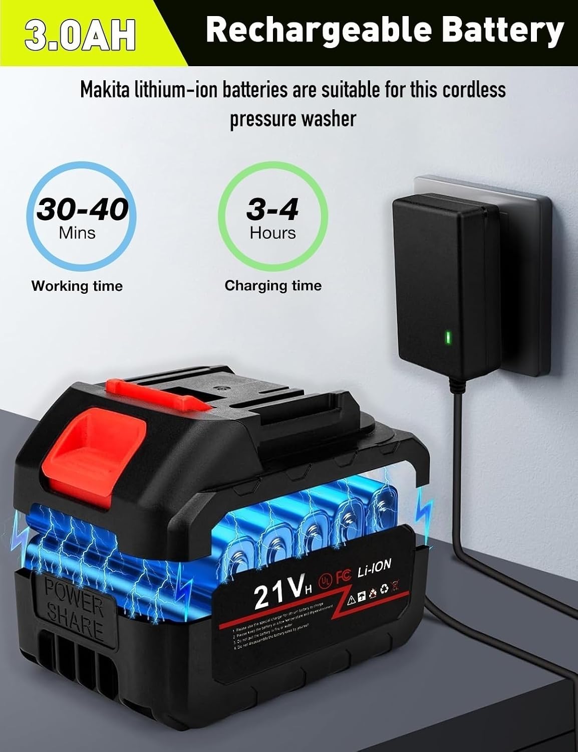 cordless portable washer, lightweight portable power washer showing dimensions