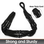 43 Inches Macrame Planter Hanger Large for 12 inch Pot + Swag Hook (Extra Long & Big) | Large Hanging Planter for Indoor Plants | No Tassel, Cotton Rope, NO Pot/Plant Included (Black)(XL)