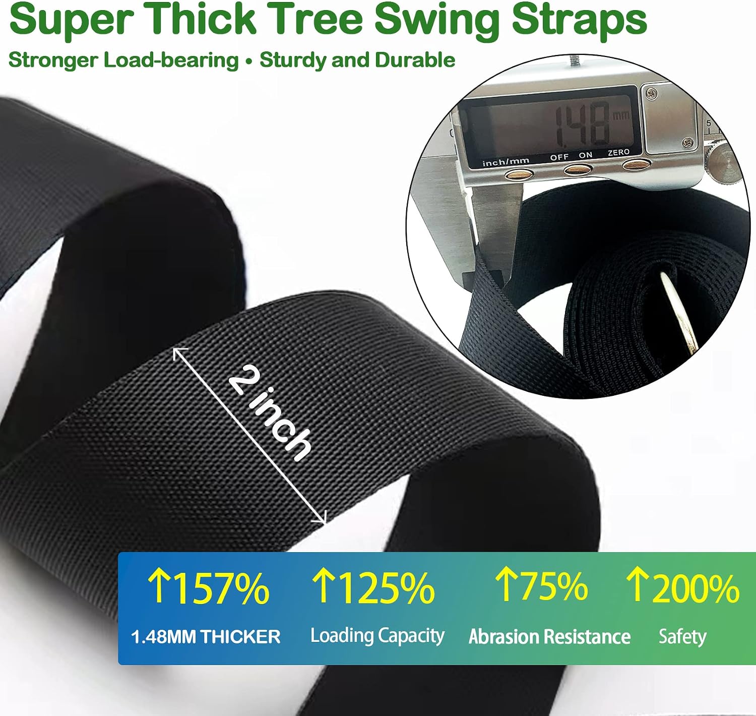 Tree Swing Straps Hanging Kit - 3FT/8FT/15FT/20FT/30FT, Strong & Durable - Holds Up to 5000lbs - Adjustable Tree Swing Straps Fit for All Swings, Hammocks, Safer & Easy Installation(3 FT)