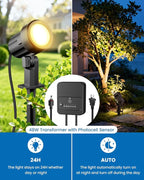 ZZXX All-in-One LED Landscape Lighting Kit, 4-Pack Low Voltage Landscape Lights with Transformer 32FT Wire and Connectors, 2700K Waterproof Outside Spotlights for Yard Garden Tree Pathway House