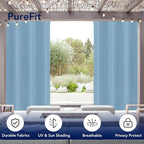 PureFit Outdoor Curtains for Patio Waterproof Weatherproof, UV Resistant Outside Curtains for Gazebo, Front Porch, Pergola, Sun Blocking Privacy Curtain, 52W x 120L inch, 1 Panel, Sky Blue