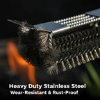 Grill Brush with Scraper, 18" Handle BBQ Accessories for Outdoor Grill, Safe Wire Scrubber, Universal Fit BBQ Cleaner for All Grates