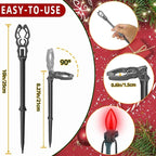 100 Pack Christmas Light Stakes 8.5"-10" for C7 and C9 String Lights,Outdoor Light Stakes,Yard Stakes,Garden,Lawn,Pathway, Patio, Path, Walkway, Christmas Decoration Black
