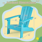 GIANTEX Kids Adirondack Chair Set of 2 for Age 3-8, Turquoise | All-Weather HIPS Children's Outdoor Chair w/Ergonomic Design, Toddler Lawn Chairs, Kids Beach Chair for Garden Patio Backyard