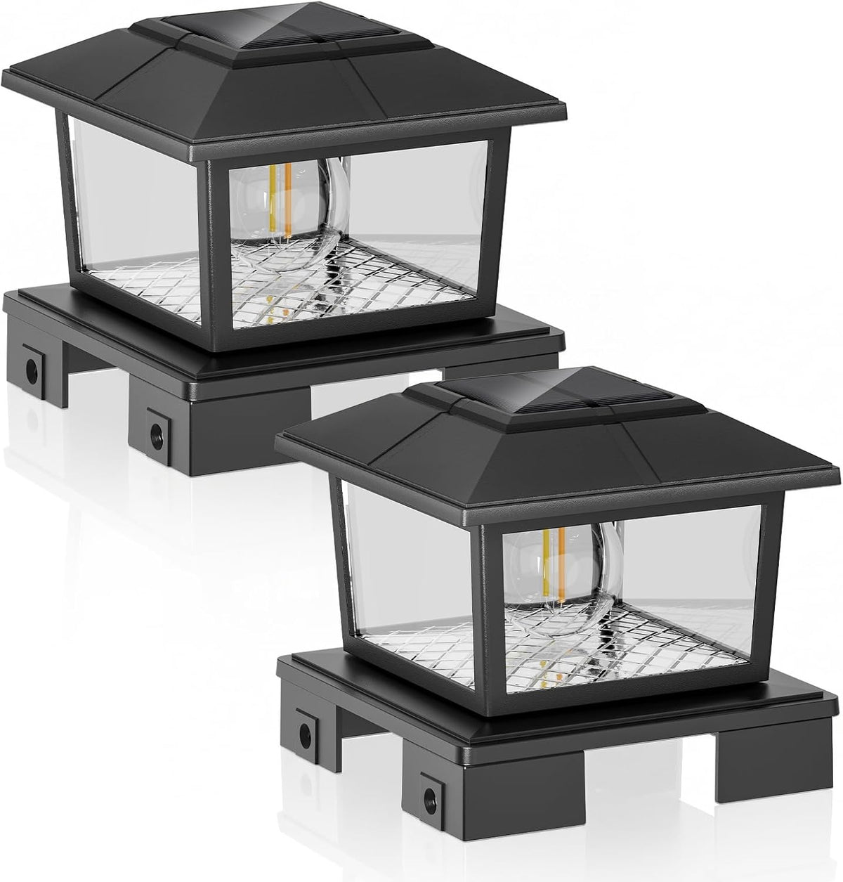 volisun metal solar post cap lights, edison bulb, main product view