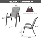 Patio Chairs Set of 4, Stackable Outdoor Dining Chairs for All Weather Textilene Fabric & Metal Frame, Outdoor Chairs Set for Backyard Deck Garden (Grey, Set of 4)