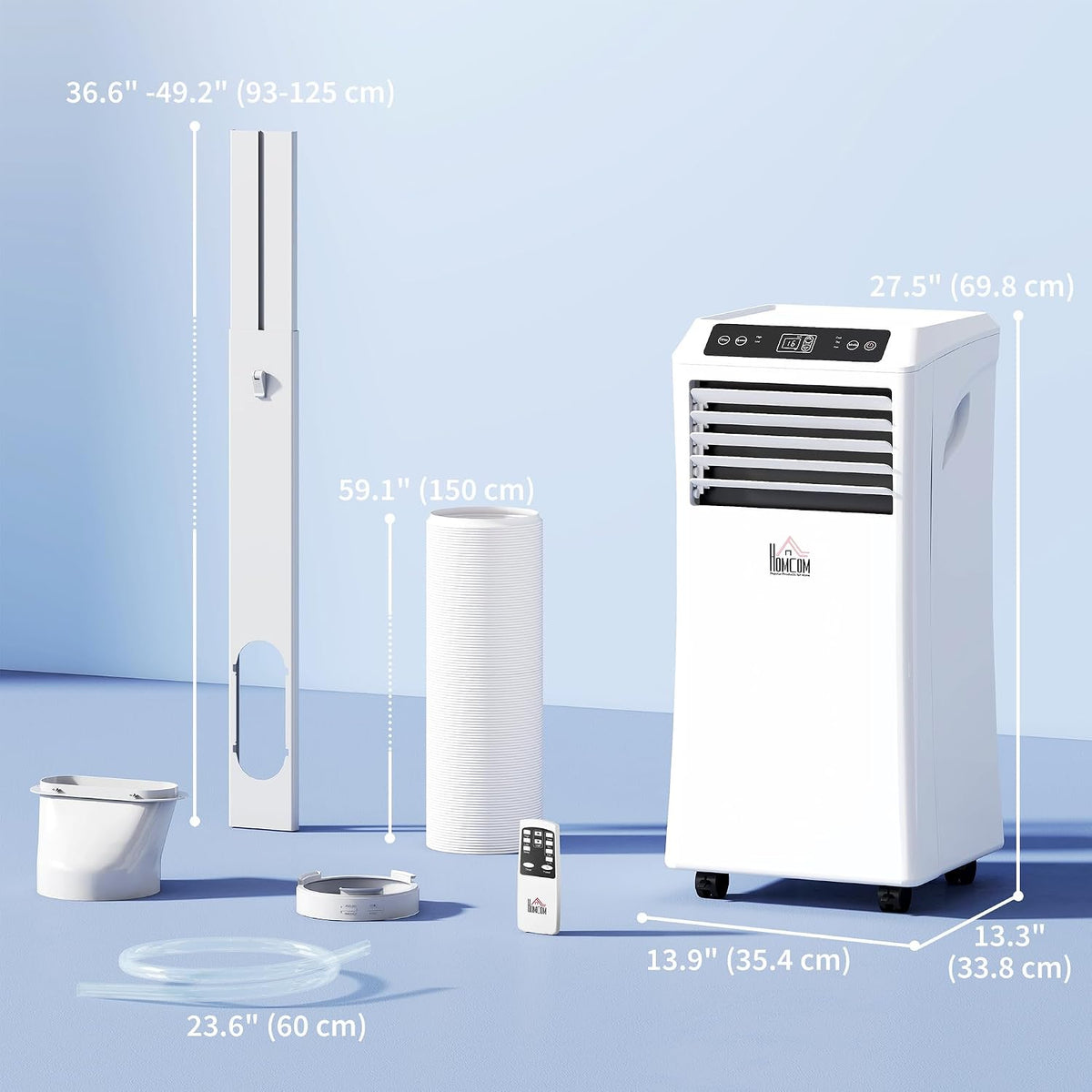 homcom 8000 btu portable air conditioner for rooms on a desk or shelf