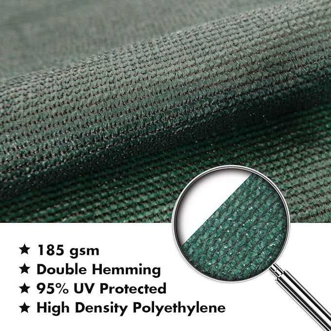 KANAGAWA 9'X10' Dark Green Custom Size Sun Shade Sail Rectangle UV Block Canopy Cover for Patio Backyard Lawn Garden Outdoor (Customized Available)