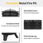 hykolity 2 in 1 fire pit with grill, close-up detail