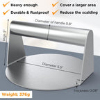 Stainless Steel Burger Press, 5.5 Inch Round Smasher, Non-Stick Smooth Hamburger Press Flat Bottom Without Ridges, Bacon Grill Perfect for Top Griddle Cooking