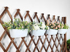 10" Hanging Flower Pots, Pack of 8 White Metal Outdoor Patio Balcony Planter, Railing Planters Fence Pot with Detachable Hook & Drainage Hole for Small Plants (White, 8Pcs)