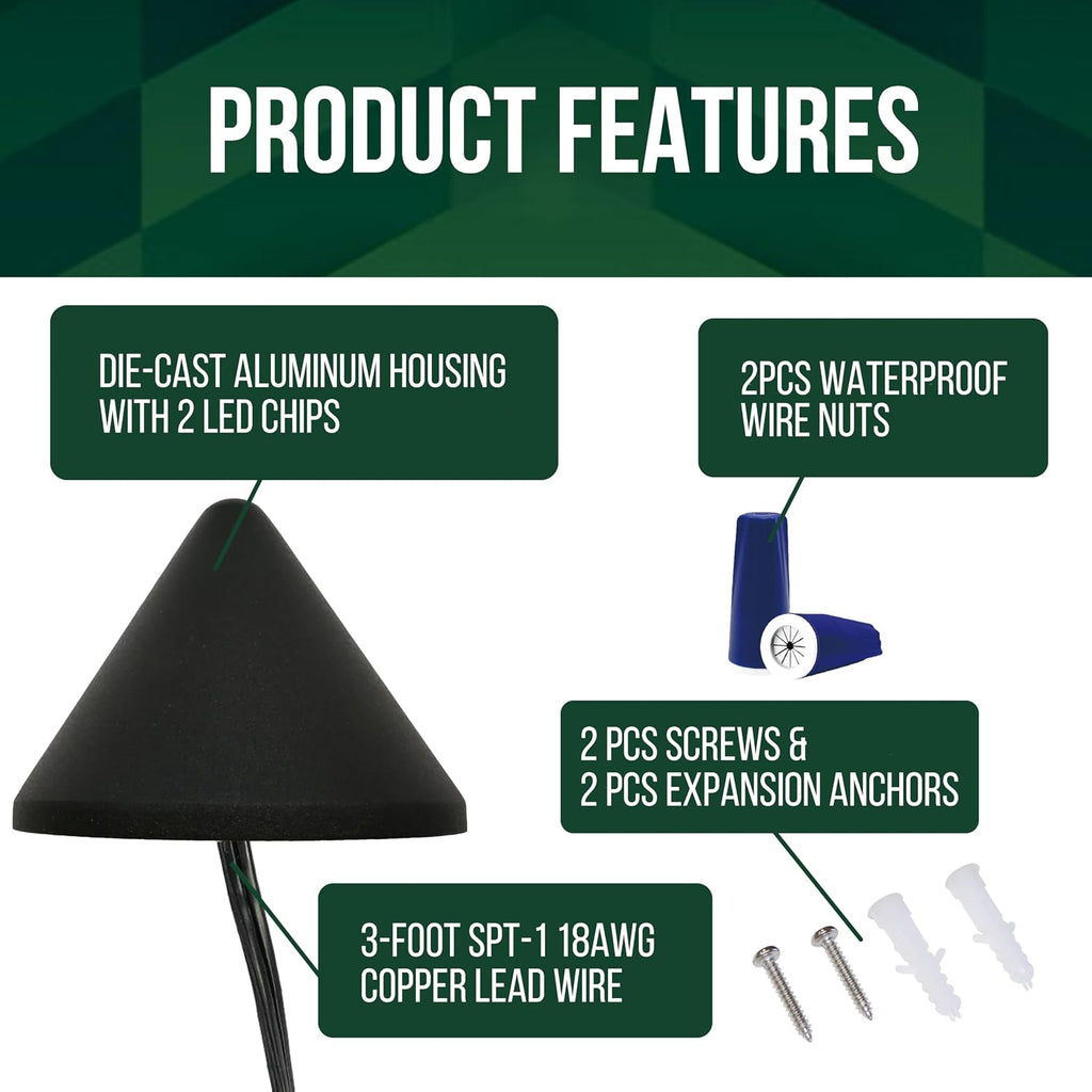 gkoled low voltage deck post lights, 12v outdoor, side view