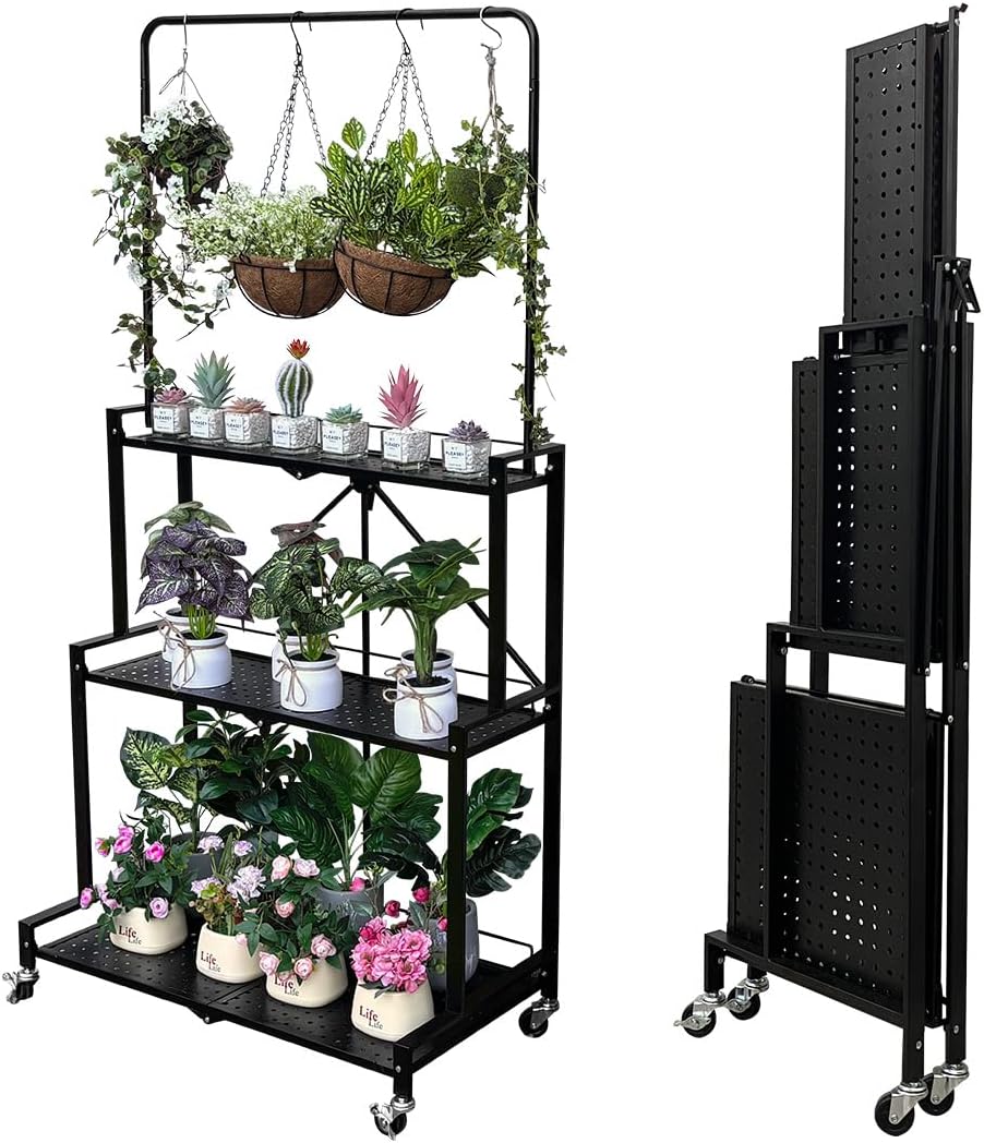 lumizone foldable 4-tier plant stand with wheels indoor, main product view