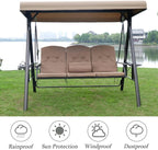 Replacement Canopy for 3 Seater Outdoor Swing Chairs, Waterproof Sunscreen Universal Top Cover Fits Patio Porch Garden Hammocks(Dark Gray)