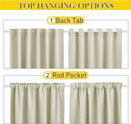 NICETOWN 2 Panels Outdoor Curtains Waterproof Pocket & Back Tab on Top & Bottom, Thermal Insulated Windproof Sun Blocking Outside Privacy Drapes for Patio with Fixed Rope, W52 x L95, Beige