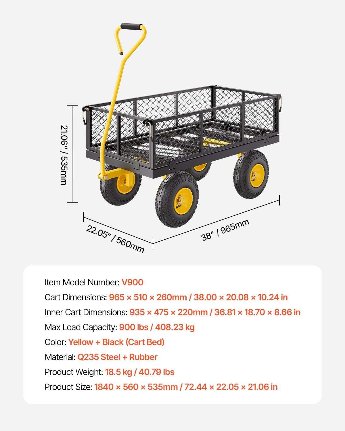 vevor heavy duty steel garden cart 900 lbs on a desk or shelf